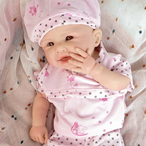 19.49in Full Silicone Non Vinyl ivory Smiling Baby Dolls BOY Reborn Baby Doll - Picture 1 of 7